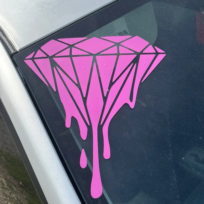 Pink Diamond Car Decal - Unique Pink Diamond Design for Car Decoration - Perfect for Personalizing Your Vehicle
