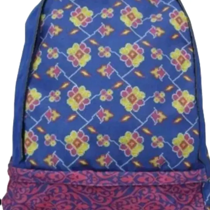 Blue Floral Damask 17" Backpack with Laptop Sleeve, School Travel Bag