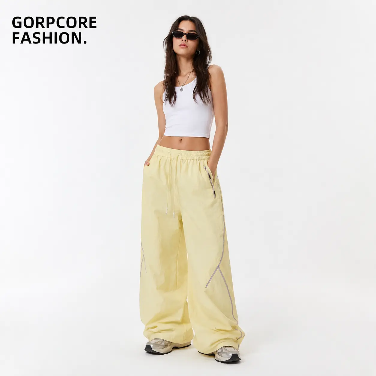 WASSUP Unisex Baggy Cargo Parachute Pants - Lightweight, Quick-Dry, Waterproof, Breathable Fabric, Adjustable Drawstring Waist, Zipper Pockets for Mountain Hiking, Summer Windproof Sports Joggers