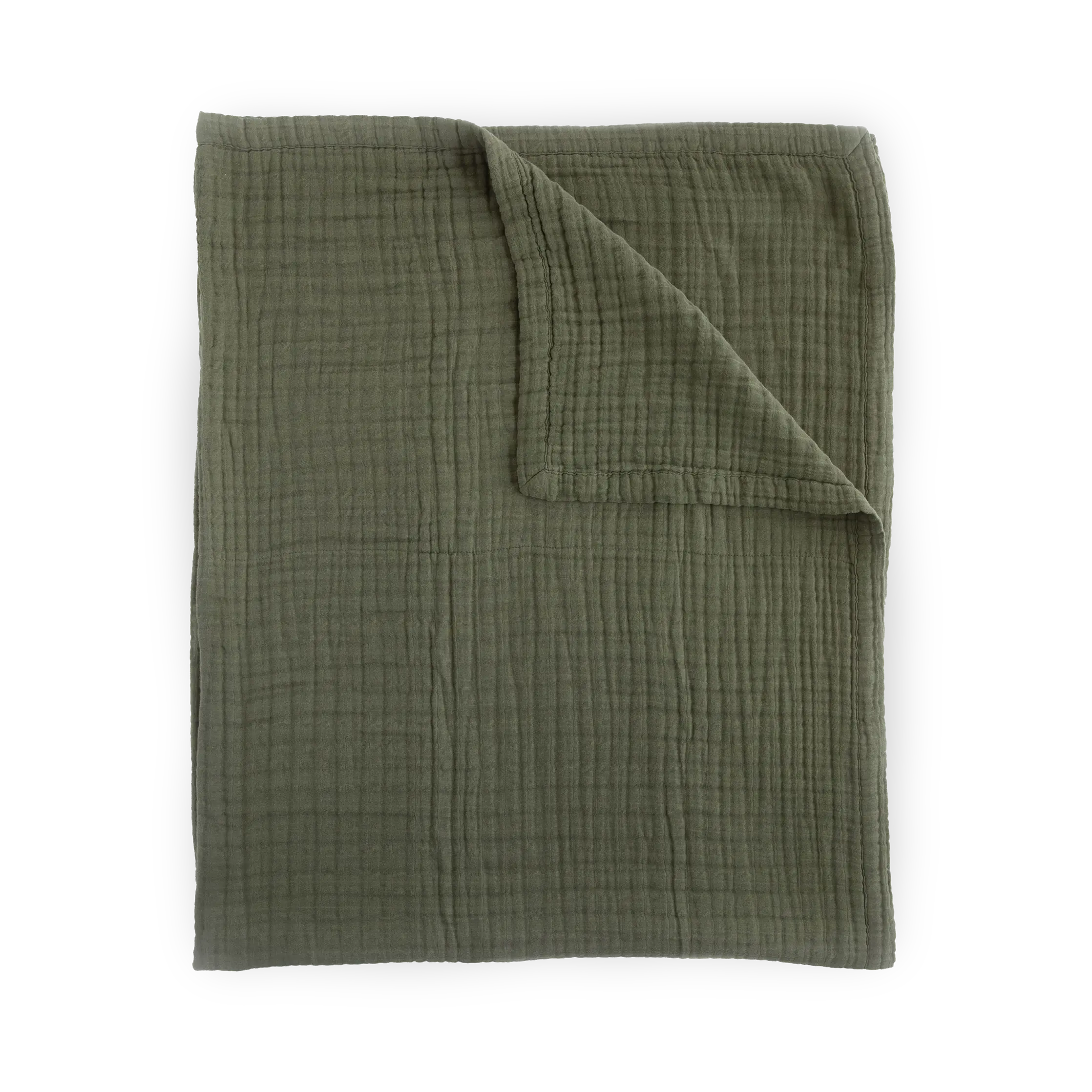 Cotton Muslin Quilted Throw - Fern
