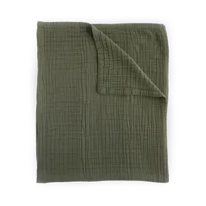 Cotton Muslin Quilted Throw - Fern