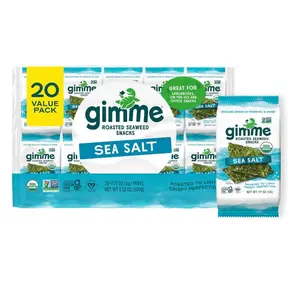 gimMe - Sea Salt - 20 Count - Organic Roasted Seaweed Sheets - Keto, Vegan, Gluten Free - Great Source of Iodine & Omega 3’s - Healthy On-The-Go Snack for Kids & Adults