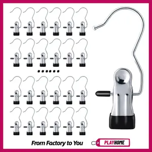 PlayHome 20 Pcs Anti-Rust Clip Clothespins Ultimate Lightweight Hanging Travel Hanger Organizer for Home & More Space-Saving Magic Hat & Pants Storage Rack with Laundry Hooks