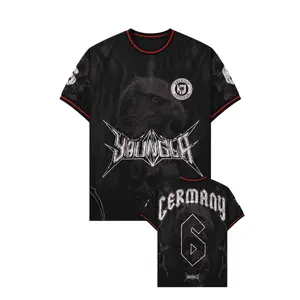 Yla x Germany Number 6 Soccer Jersey Shirt, Eagle Graphic Football Fan Tee, Gothic Black Germany Streetwear Jersey, German Supporter Gift, Unisex Athletic Shirt