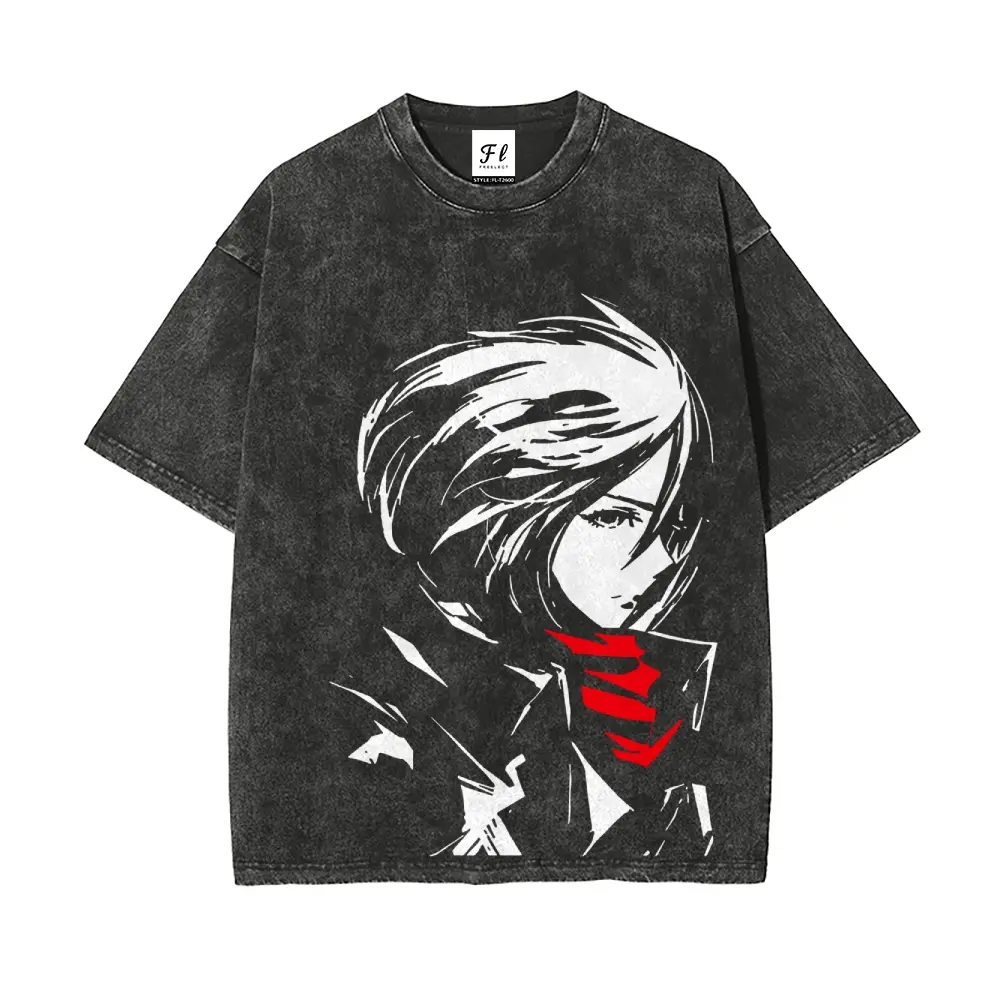 Attack on Titan Mikasa Ackerman Eren Fangirl Oversize Unisex Washed T-Shirt