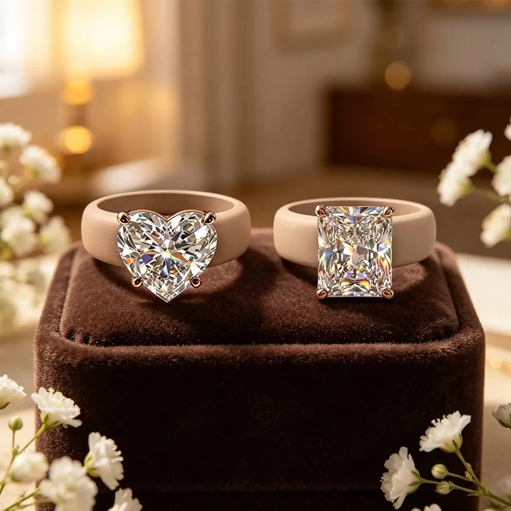 2pcs New Y2K Silicone Ring for Women, Heart & Rectangle Cut CZ Crystal Ring, Colorful Rubber Band Ring, Hip Hop Aesthetic Jewelr