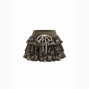 Cider Jersey Mid Rise Camo Drawstring Rara Mini Skirt