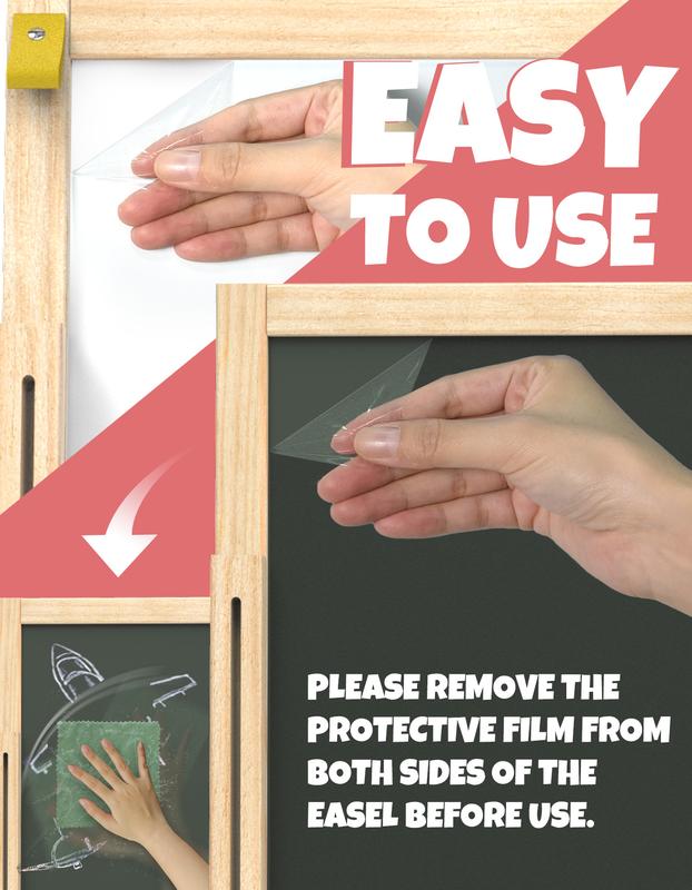 JOYOOSS Easel for Kids Art Easel Kids Easels for Toddlers Easel,Dual-Sided Adjustable Wooden Magnetic Board for Kids 106-RED