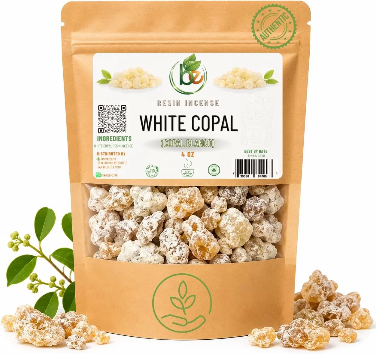 White Copal Resin (Copal Blanco) – 4 oz Resealable Bag – 100% Pure Natural Tree Resin – Traditional Mexican Aromatic Incense for Meditation, Home Fragrance & Aromatic Rituals, Non-GMO, by BEXPERTSUSA