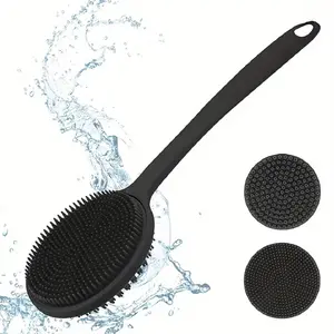Long handled silicone bath brush - exfoliating massage back brush, durable and easy to clean household bath tool, convenient design, hygienic material, essential for home SPA