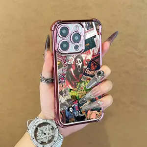 Dark Horror Collage Soft Phone Case with Creepy Art Pattern Fits iPhone 17 Pro Max 16 Plus 15 Pro 14 XS Samsung Galaxy S25 Ultra Shockproof Gothic Aesthetic for Spooky Style Lovers Durable Protection