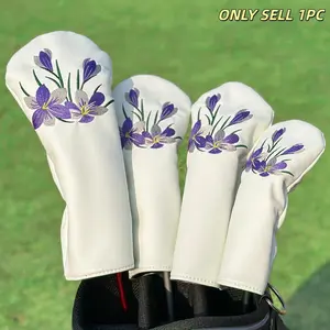 Flowers Design Golf Club Cover, 1pc/4pcs Driver Fairway Hybrids Headcover, Protective Gear for Male & Female Enthusiasts, Golf Accessories, Golf Supply