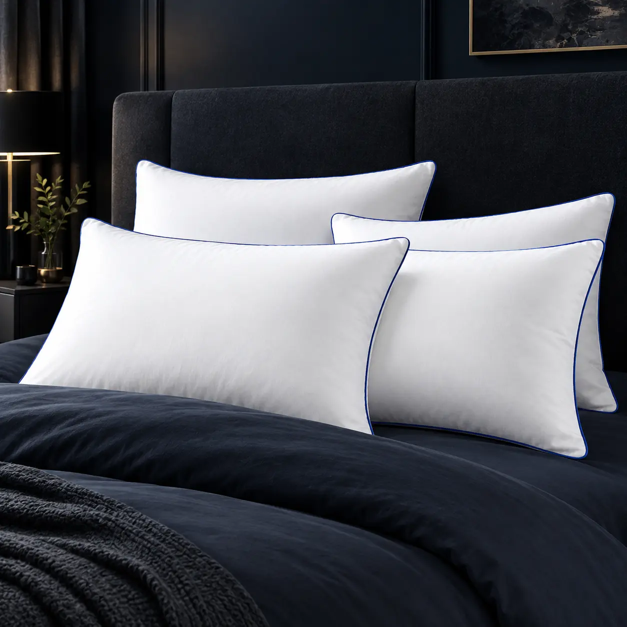 Luxury Hotel-Style Bed Pillow, Queen & King Size Plush High Loft Pillow, Soft Supportive Polyester Fill, Breathable Cooling, Quick Rebound, Machine Washable, for Side Back & Stomach Sleepers