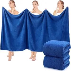 2 Pcs Oversized Bath Towels 40 x 80 Inch, Large Bath Sheets Microfiber Lightweight & Quick Dry, Shower Towels for Adults Beach, Gym, Pool, Spa, Travel (Navy Blue)