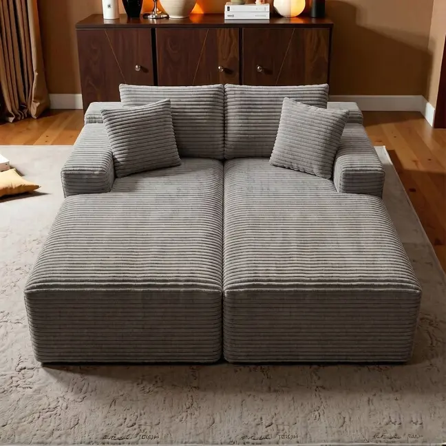 70.8"Double Chaise | Grey Plush