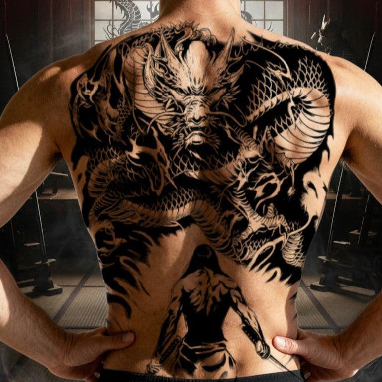 Eastern Enigma Full-Back Temporary Tattoo 18.9 x 13.39-inch Hyper-Realistic Archangel of Judgment Design for Man and Woman