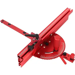 GJANSH Red Precision Miter Gauge for Table Saw, Band Saw & Router Table – Heavy Duty Aluminum Fence, 45/90 Degree Angle Stop, Crosscutting & Woodworking Sled Replacement fathersdaygift
