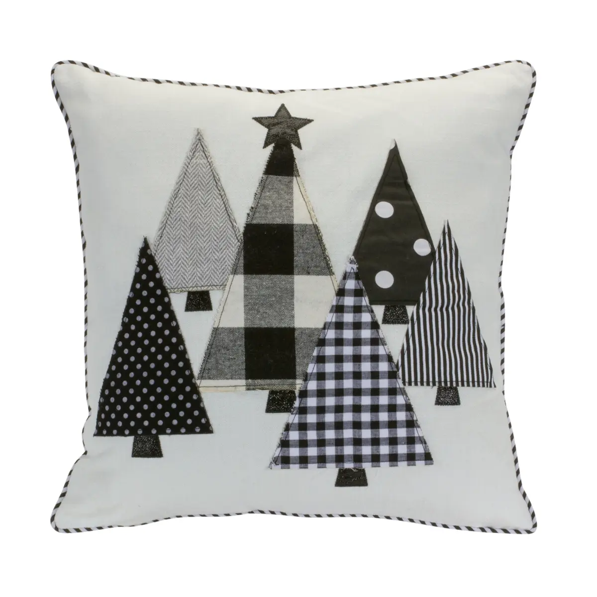 15 in. Square Polyester Tree Pillow, Black