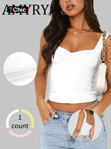 Sexy Slim Fit Summer Tank Top for Women, Plain Color Casual Style, Perfect for Daily Wear & Trendy, Elastic Basic Vest