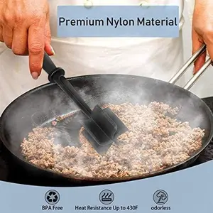 Upgrade Meat Chopper, Heat Resistant Meat Masher for Hamburger, Ground Beef Smasher, Nylon Hamburger Grinder Utensil for Ground Beef, Non Stick Mix Ground Chopper, Mix and Chop Potato Masher Tool