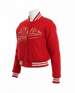 Delta Red Script Varsity Jacket