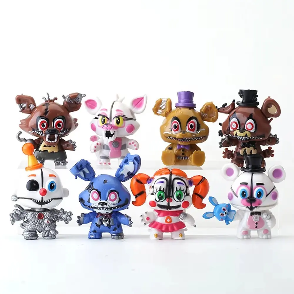 New 8 Pcs/Set FNAF Figure Freddy Bonnie Foxy Figures Collection Model Game Role Doll Nightmare Fredbear Figure Toys Gift