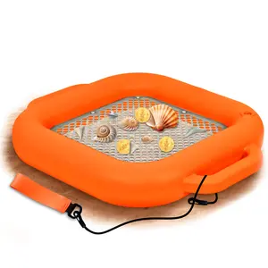 CKG Floating Shark Tooth Sifter for Fossil Hunting and Shark Teeth, Sand Sifter for The Beach with Stainless Steel Mesh & Durable Plastic and Wrist Strap, Orange Color