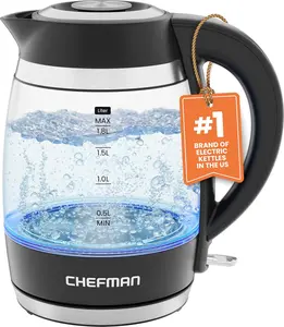 Electric Kettle, 1.8L 1500W, Hot Water Boiler, Removable Lid for Easy Cleaning, Auto Shut Off, Boil-Dry Protection, Stainless Steel Filter, BPA Free, Borosilicate Glass Electric Tea Kettle