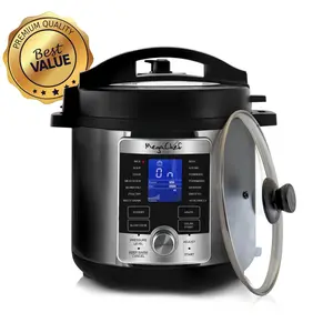 212 MAIN MCPR-6100 6 qt. Stainless Steel Electric Digital High Pressure Cooker - Programmable Slow Cooker, Rice and Grain Multi-Cooking Appliance with Digital Display, Secure Lid
