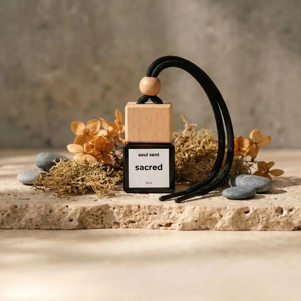 Sacred Car Freshener Diffuser, Herbal-Musk-Cedar Scent, Creates Calming Atmosphere & Grounding Warmth for Car Interior Accessories