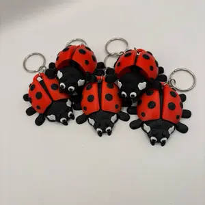 Ladybug Fidget Toy Keychain Accessory - Black and Red Ladybug Design purse wrist strap