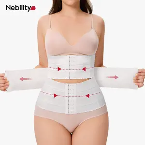 Nebility Women's Breathable Sports Belt Shapewear - Double Waist Band, Basic Comfort Compression with Tummy Tuck, Minimalist Fit Adjustable Waistband Body Shaping Set
