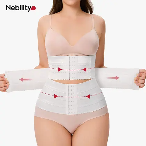 Nebility Women's Breathable Sports Belt Shapewear - Waist Slimming Double Waist Band, Adjustable Hook Strap Waist Trainer Basic Comfortable Fit Compression with Tummy Control Tuck, Minimalist Fit AdjustableWaistband Body Shaping #TikTokShopBlackFriday