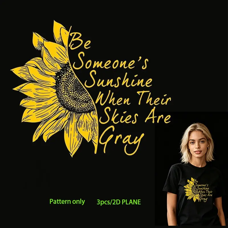 Yellow Sunflower Pattern DTF Heat Transfer Vinyl, DIY Fashion Iron-On Decal for T-Shirts, Jeans, Hoodies, Backpacks, Washable PVC Material, Creative Design, No Fabric Included