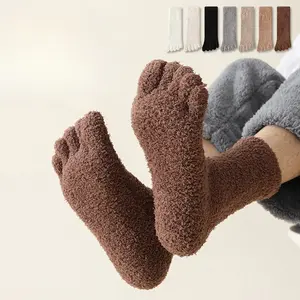 Winter Coral Fleece Soft Fit Five-Finger Socks, Anti-Cold Sleep Socks for Men & Women, Unisex, Warm Home Windproof Socks, Perfect Christmas Gift
