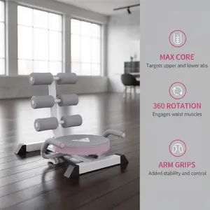 Modern Aesthetic Multi-Roller Home Fitness Equipment with Max Core 360 Rotation & Arm Grips Sleek Minimalist Profile in Muted Pink & Grey Premium Durable Matte Texture