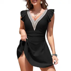 Women Swim Dress One Piece Swimsuit with Skirt Tummy Control Bathing Suits Modest Swimwear Swim Romper Sport Swimming Clothing Beach Outdoorfun