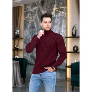 Men's turtleneck casual tight stretch sweater