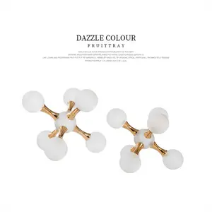 Modern luxury style art molecule crystal bubble ball home decor small ornament; geometric cross metal sphere home decoration for family office, living room, and bedroom