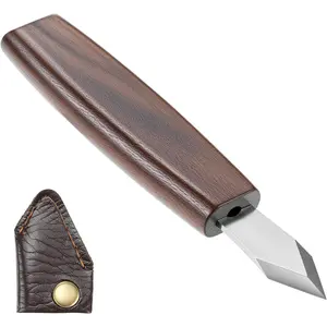 Woodworking Scribing Tool with Protective Leather Cover, Precision Double-Bevel Marking Chisel, High-Carbon Steel  Chisel
