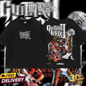 HardTimesClothing - Guitar Hero II Retro Limited Vintage, From Software Collection Game Oversized Washed Tee Acid Washed Lightweight TSHIRT, Gift for him her Clothes Cotton (Copy)