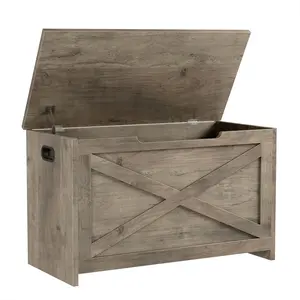 Garvee - 76 cm Storage Chest, Wooden Storage Bench with Safety Hinge, Easy Assembly, Large Toy Box for Entryway, Living Room, Bedroom