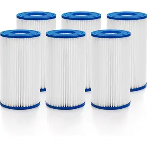 Type A/C Pool Filter , Type III Replacement Filter  for Pool Filter Pumps, Heavy Duty, Easy Set, 6-Pack