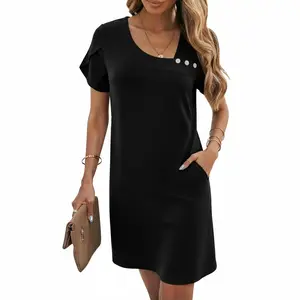 VAFFUL Women’S Elegant Shift Dress | Casual Summer Mini Dress for Women | Loose Fit Office Work Dress | Chic Everyday Outfit