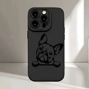 French Bulldog Pattern Black Eye Full Coverage Anti-drop Phone Case, Suitable for iPhone 17 Air/16 Plus/15 Pro Max/14 Pro/13/12/11 and other Mobile Phone Cases/As a Birthday/Holiday Gift for Family and Friends/Protector for Pet Lovers/MS217