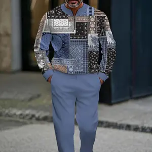 Men's Two-Piece Set Popular New Release Zip-Up Pullover Long-Sleeve Fashion Sportswear Set Paired with Drawstring Long Pants Casual Set Suitable as a Holiday Gift Christmas Halloween Athletic Activewear Tracksuits Athleisure Summer Clothes