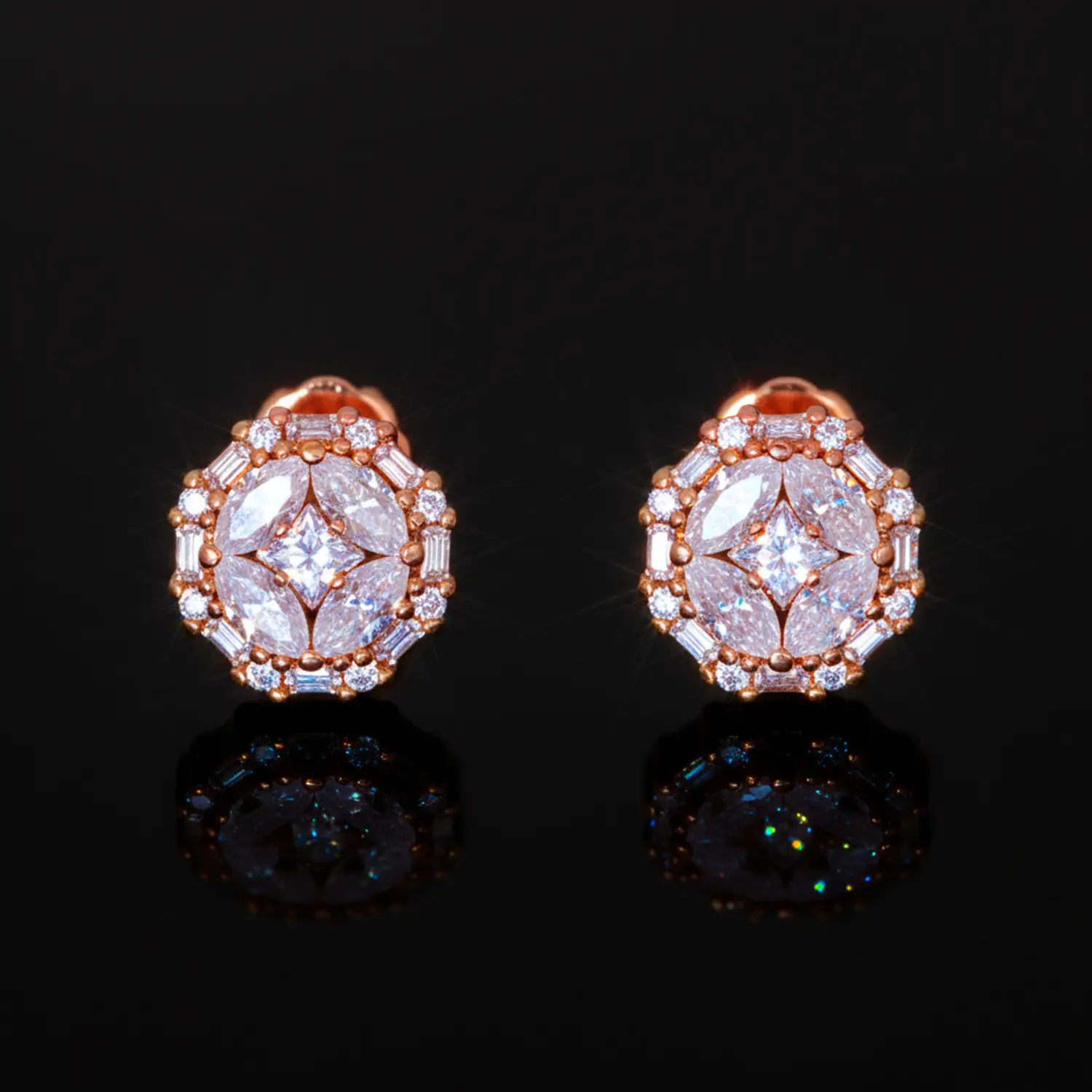 HELLOICE Moissanite Multi-Shape Cut Stud Earrings for Men VVS D Full Synthetic Moissanite Earrings 925 Sterling Silver 10mm Pretty Jewelry Gift