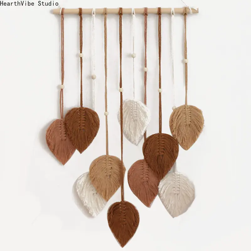 Hand-Woven Cotton Cord Leaf Macrame Tapestry - Bohemian Hangable Wall Decor, Indoor/Outdoor Camping Hammock Accent Ornament (Sports & Outdoor Hammocks Decor)