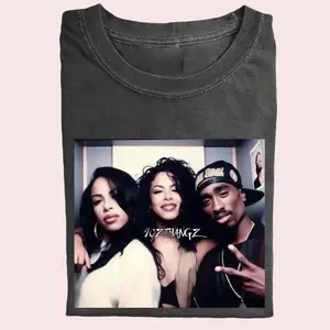 Vintage Selena Aaliyah and Tupac Shirt, Menswear Streetwear Man Top Tshirt, Round Neck Cotton, Gift For Fan, Shortsleeve Casual Top Womenswear