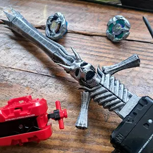 Rebellion Beyblade X Handle Devil May Cry 3D Printed Durable Hand-Painted Design for Launchers and String Launchers Classic Spinning